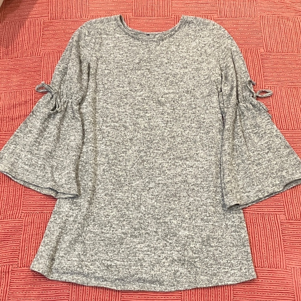 Gray Bell Sleeve sweater Mini Dress